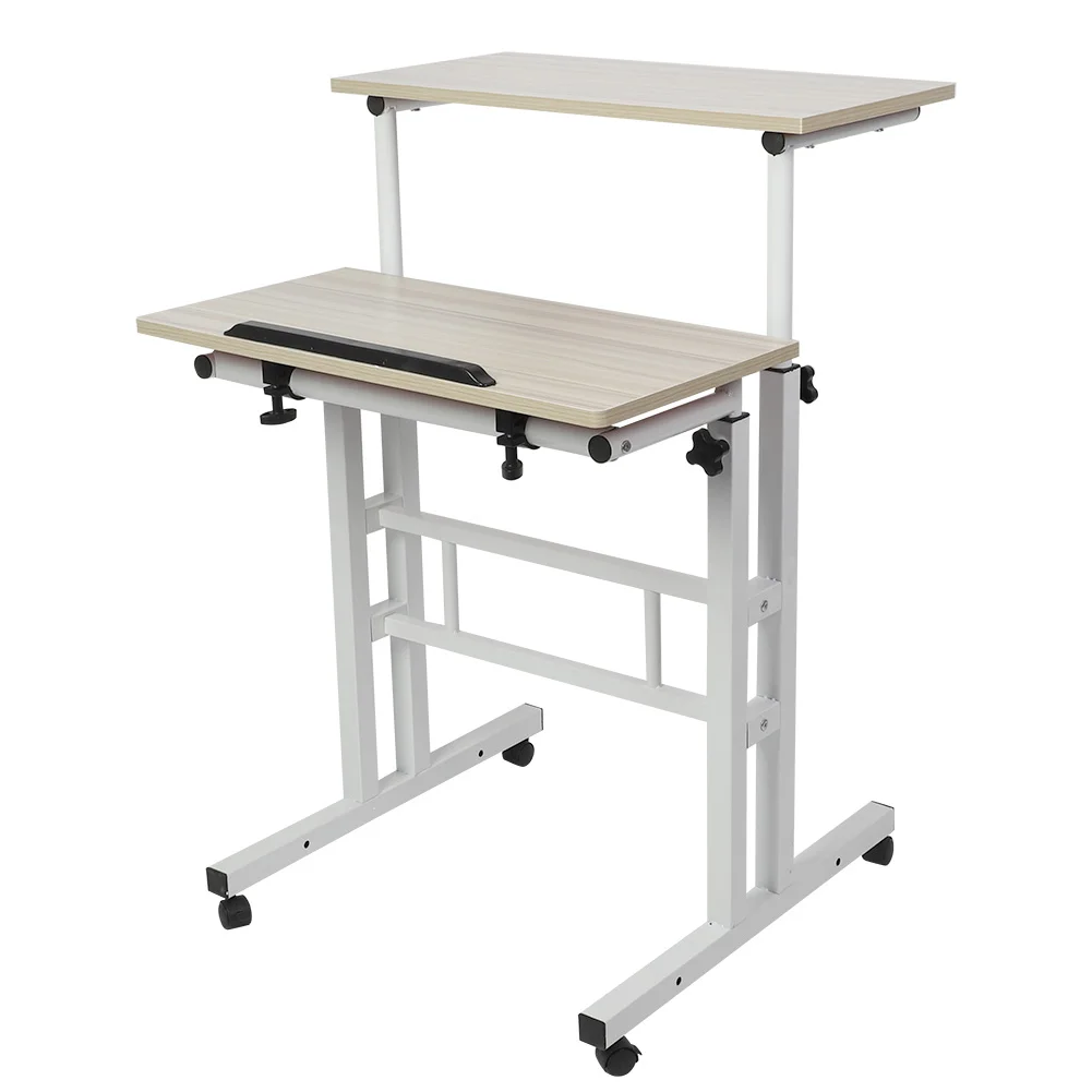 Laptop Computer Stand Desk Stand Up Laptop Desk 60cm Adjustable Height Stand Up Laptop Desk Computer Standing Desk with Rollers image 2
