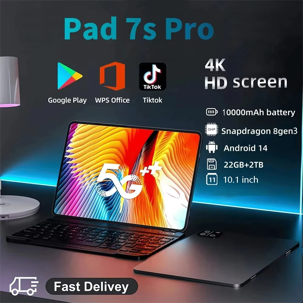 

2025 New HOT Original Pad 7S Pro Tab PC Snapdragon 10.1inch HD Screen Global 10000mAh 5G Dual Card WiFi Tablet