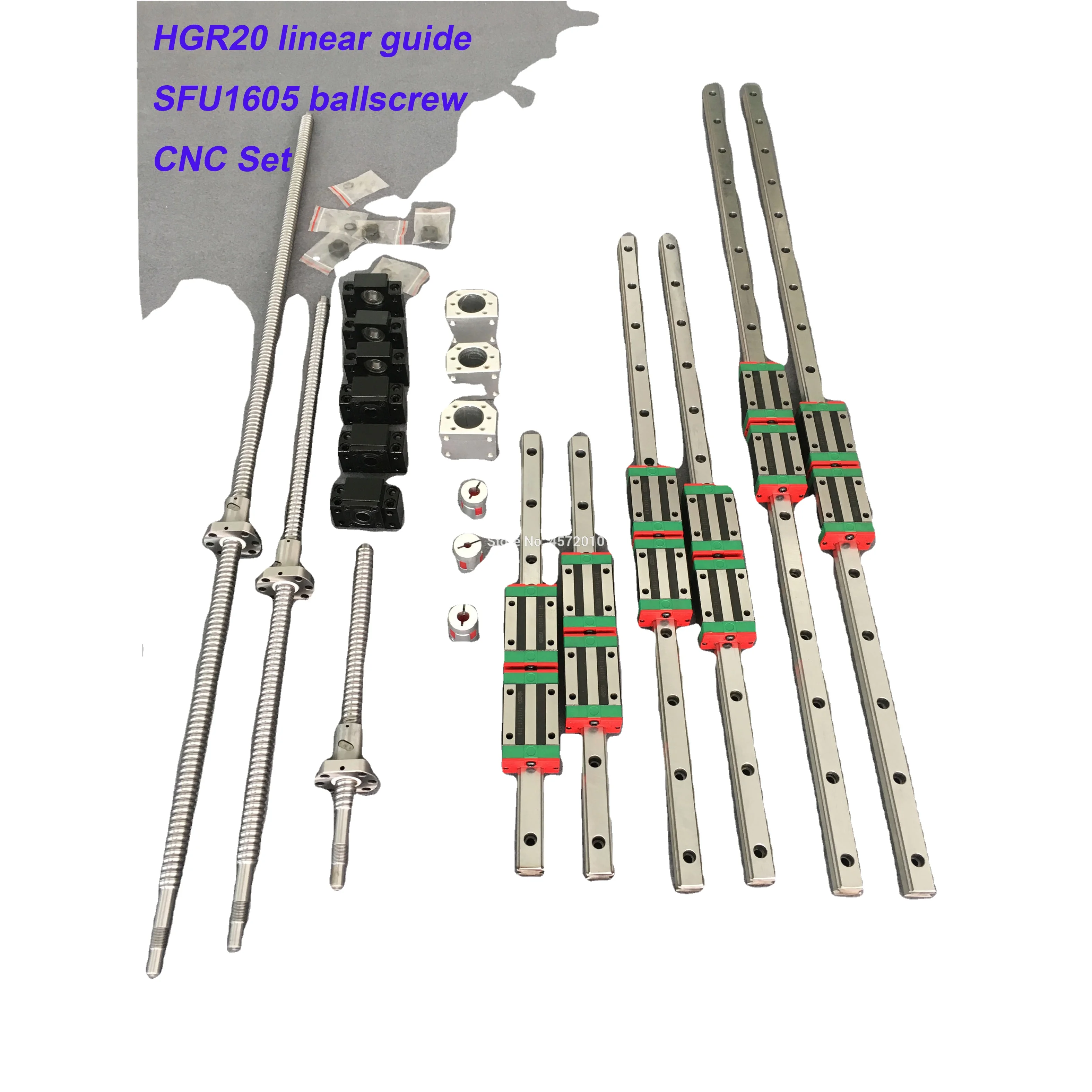 EU RU 6pcs Square Linear Guide Sets HGR20-400/700/1000mm 3pc Ballscrew SFU1605 - 400/700/1000mm BK/BF Coupling CNC Parts
