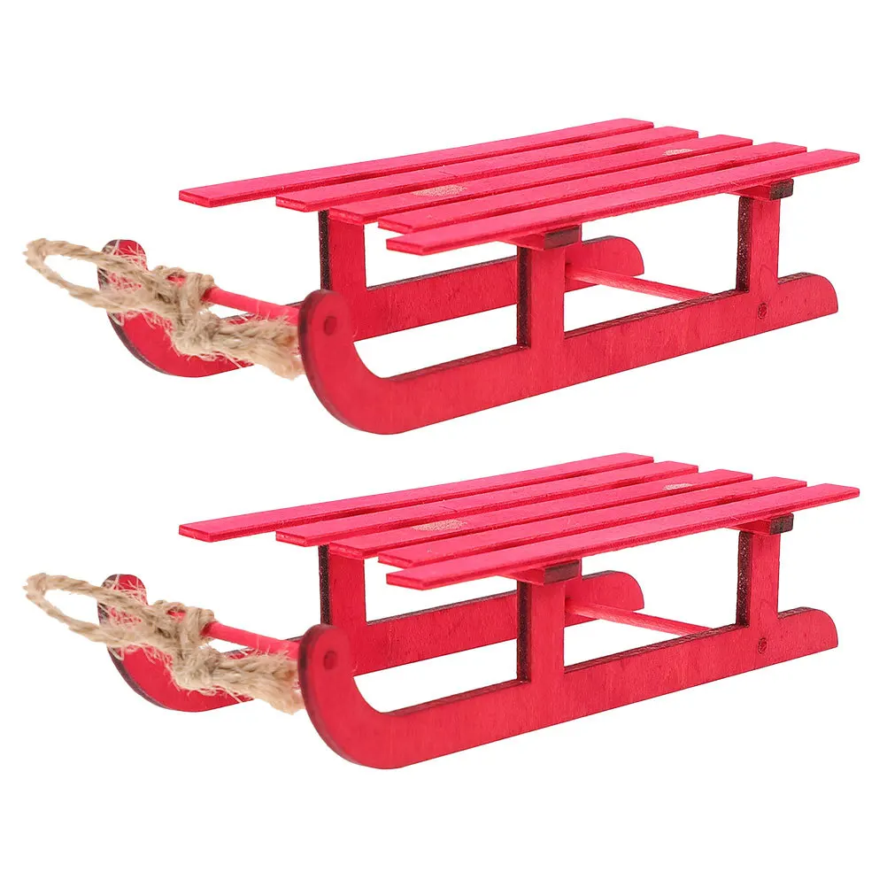 

2Pcs Rustic Wood Sled Decor Unpainted Natural Finish Sleigh Ornament for Christmas Tree Hanging Xmas Home Office Indoor Outdoor