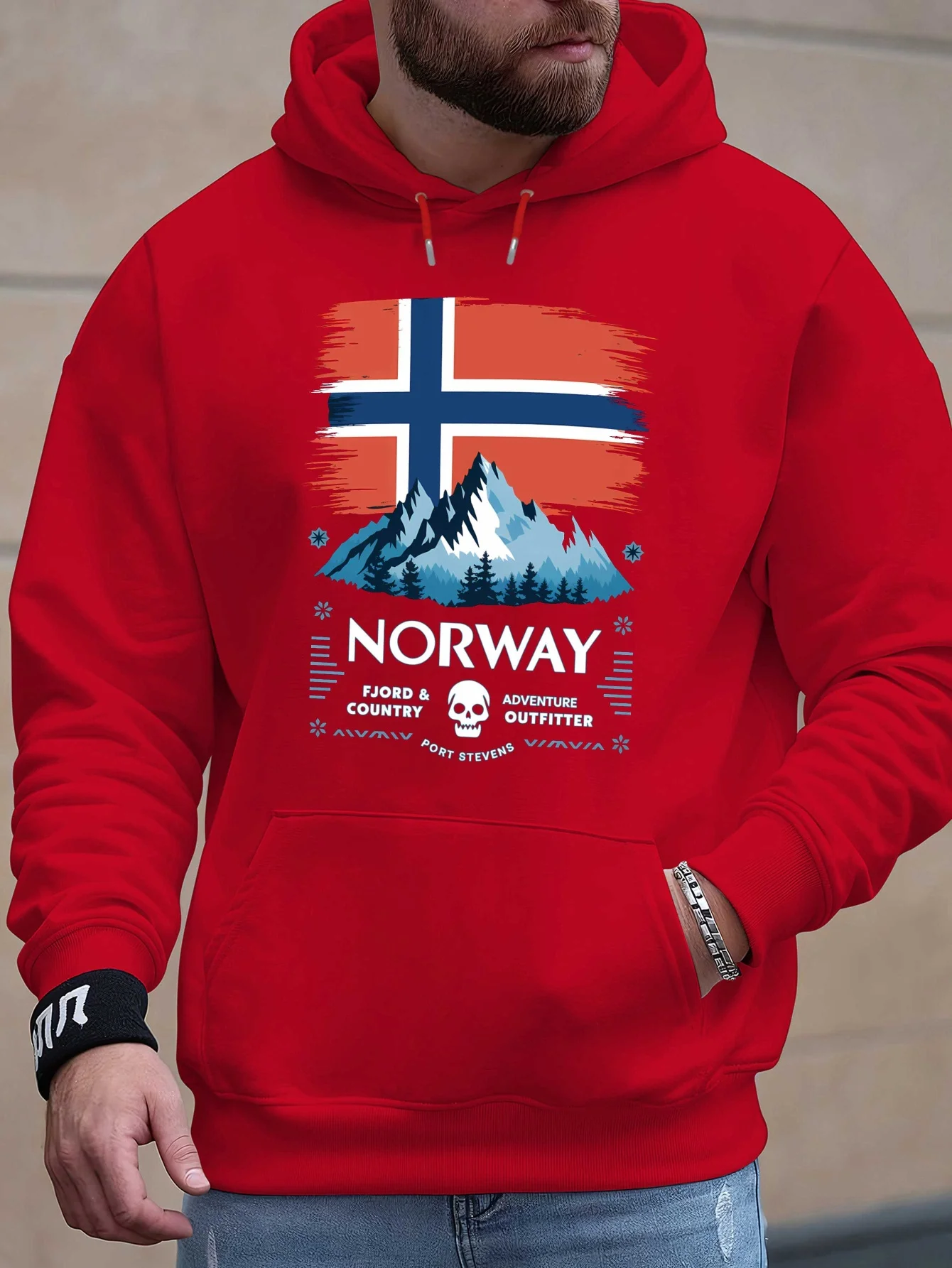 New model: men’s hooded long-sleeve loose-fitting casual printed basic sweatshirt. Perfect for young people in spring, summer, a