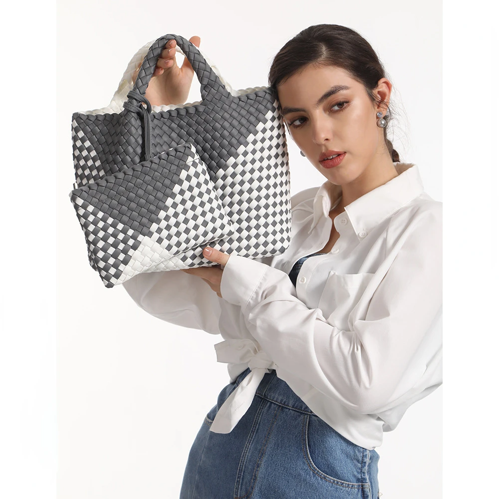 ZR DIARY Tote Woven Bags Women Single Shoulder Bag Large Capacity Color Splicing Handheld Bag for Female BZ333