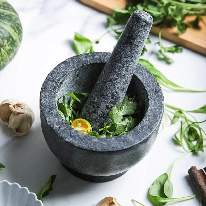 Mortar and Pestle Set Heavy Natural Granite Spice Grinder Bowl, Herb Crusher, Make Fresh Guacamole at Home