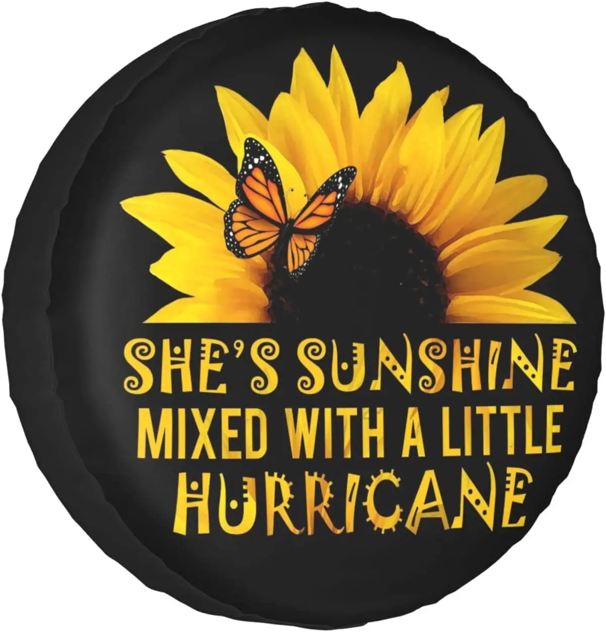 

Butterfly and Sunflower She is Sunshine Spare Tire Cover Universal Fit for Car Wrangler Rv SUV Truck Travel Trailer and Many Ve