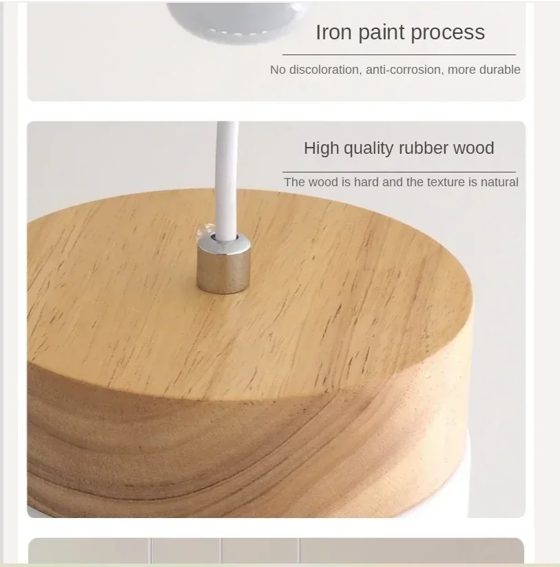 ledミニマリストバーマカロンペンダントライト北欧木製鉄製吊り下げ照明ベッドサイドクリエイティブレストランスタディe27グレーランプ