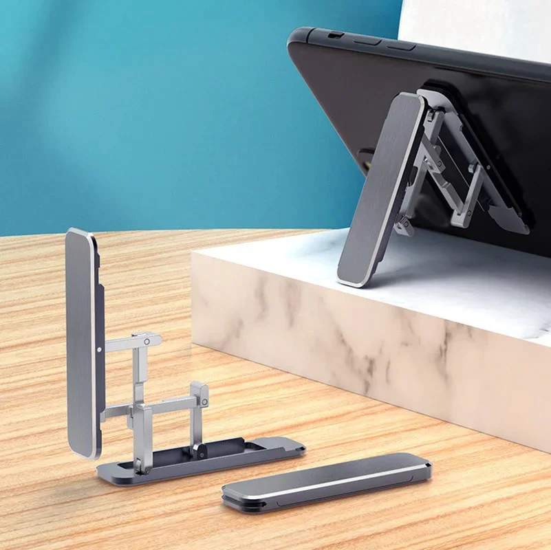 Zusammenklappbarer Handy-Ständer, tragbar, faltbar, Schreibtisch-Telefonhalter, verstellbar, universelle Multi-Winkel-Halterung für alle Telefone