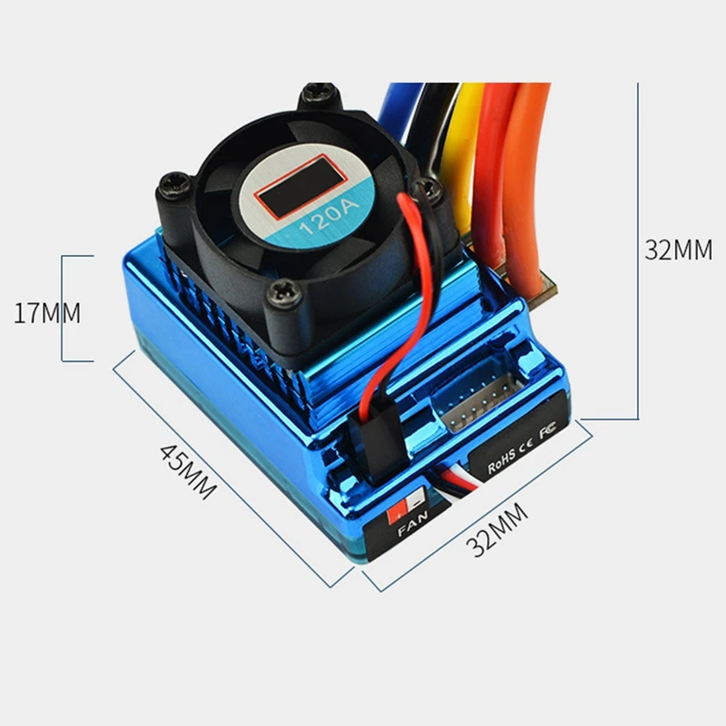 RC 레이싱 ESC 120A 센서, 큰 전류 속도 컨트롤러, 1/8 1/10 1/12 자동차 액세서리, 크롤러 보트 교체 부품