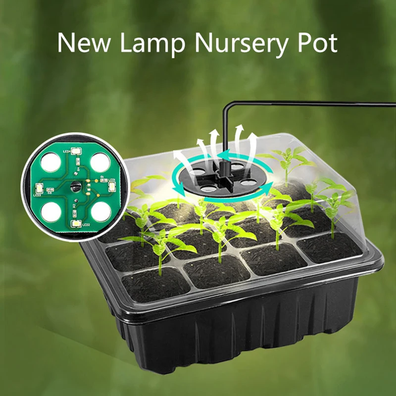 1 Packs Seed Starter Tray With Plant Light, Seedling Starter Trays Kits With Adjustable Humidity Domes And Usb Data Cable