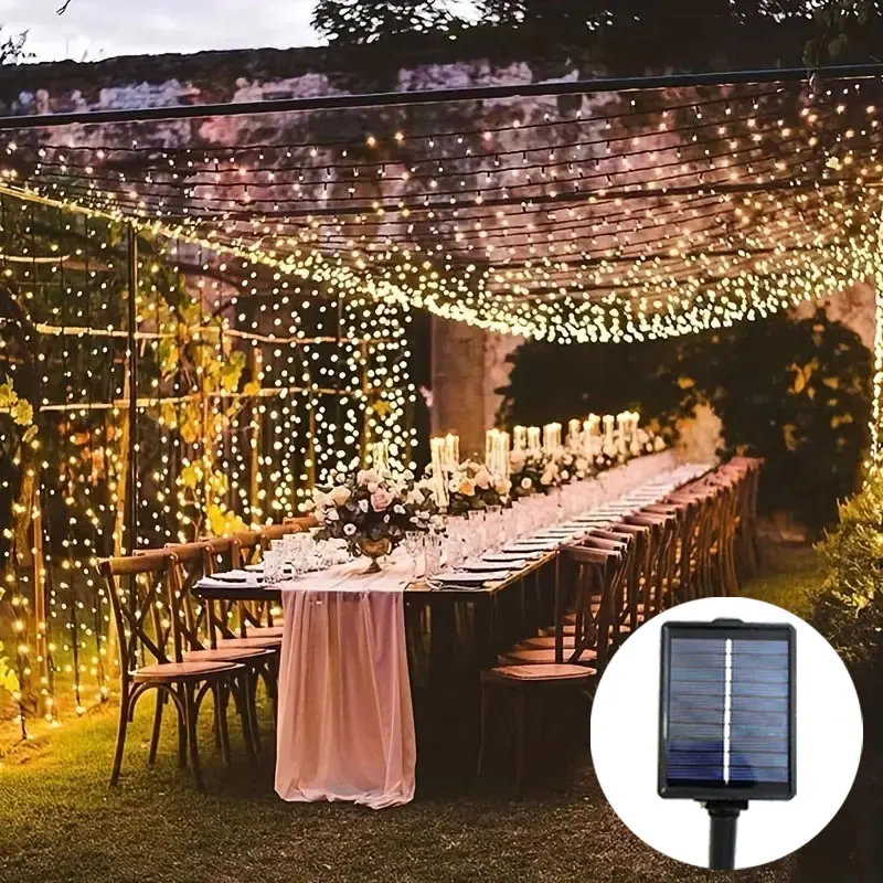 

LED Solar Fairy Curtain Lights Waterproof Outdoor String Lights Christmas Garland String Lights Deco for Yard Garden Pavilion