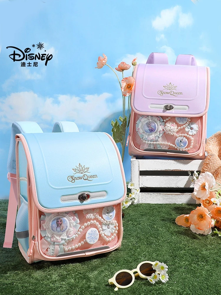 Disney Frozen School Bags For Girls Elsa Anna Primary Student Shoulder Orthopedic Backpack Grade 1-3 Large Capacity Mochila