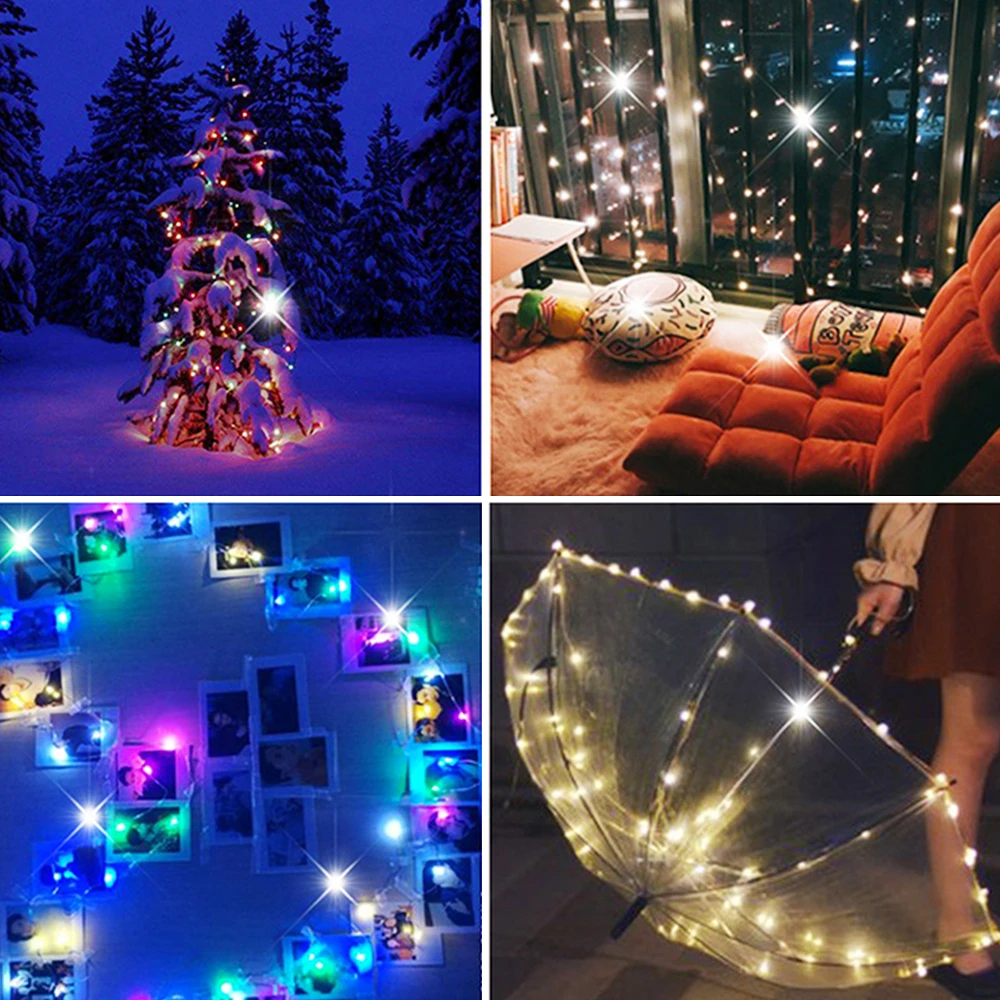 1M 2M 3MLED Fairy Lights Cobre Iluminação Cadeia de Férias Outdoor Lights Garland Lighting Christmas Tree Wedding Party Decoration