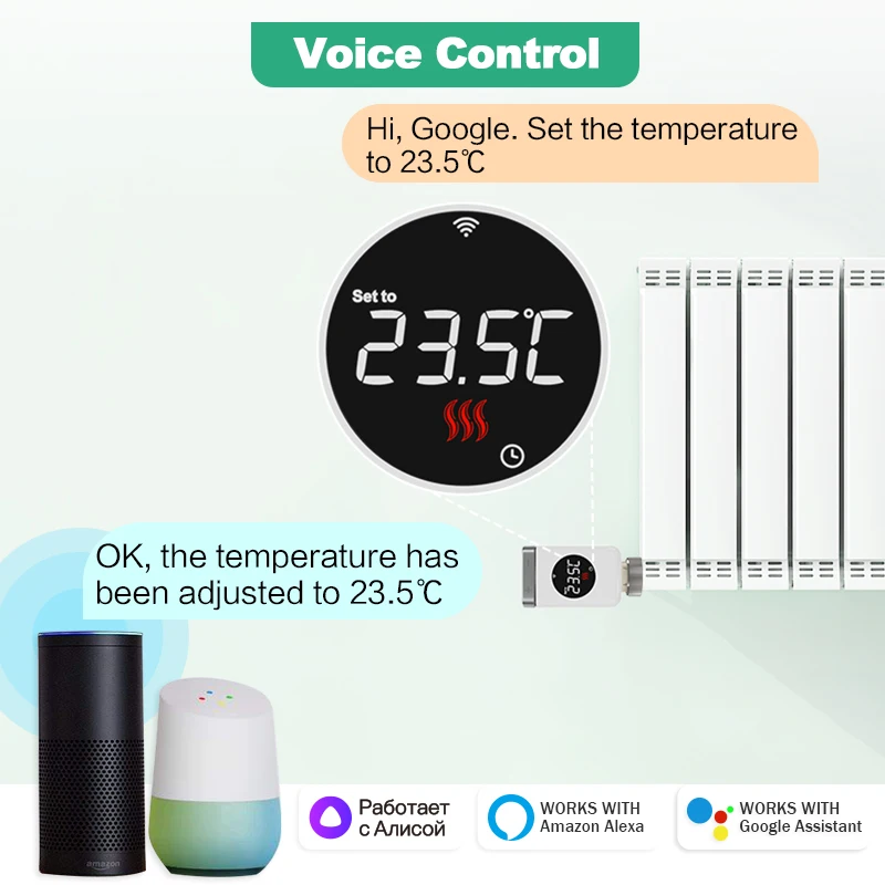Tuya Wifi Thermostatic Head Radiator Valve Actuator TRV Smart Home Temperature Controller Smart Life Alexa Google Home Alice