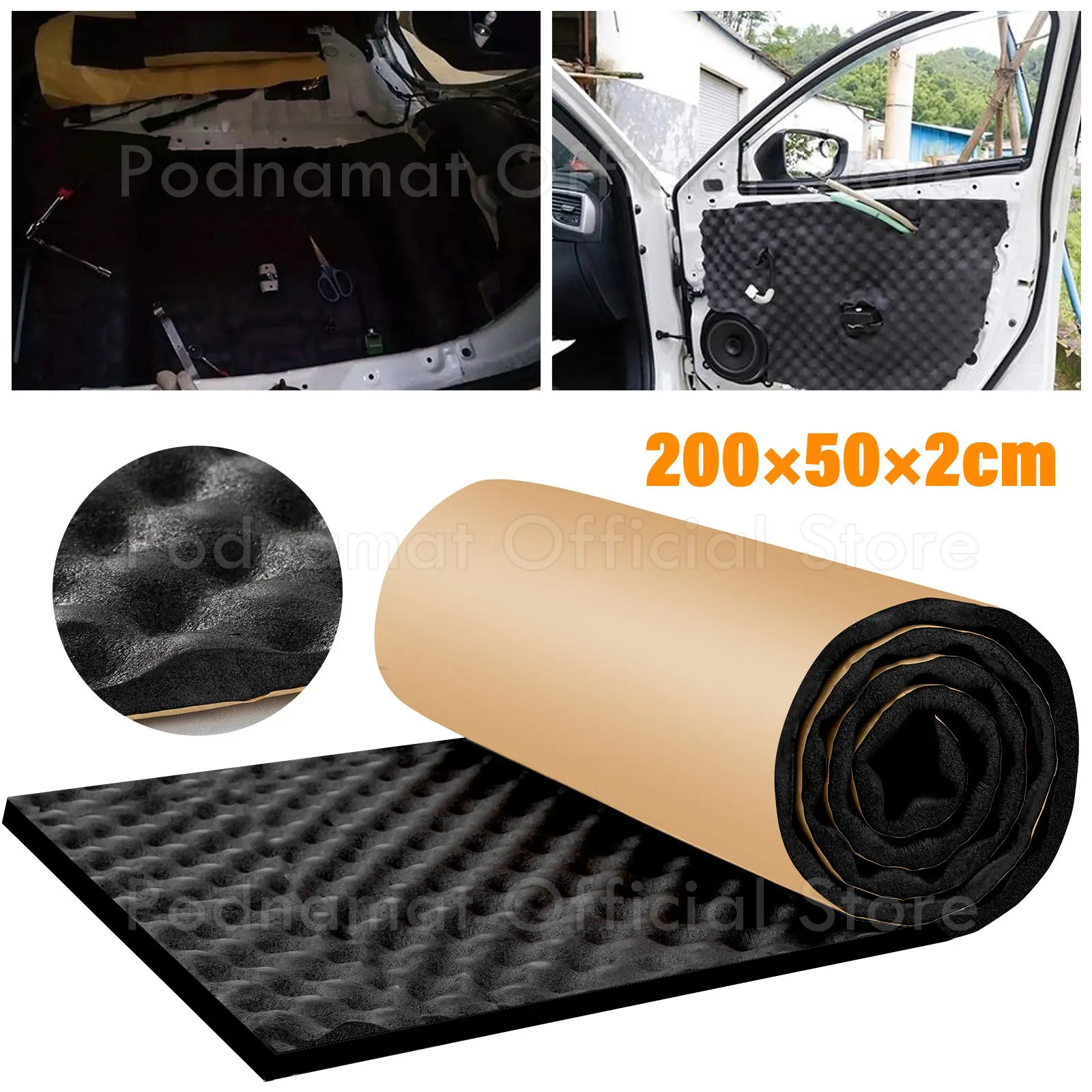 New 2cm Thicken Car Sound Deadener Noise Insulation Acoustic Dampening Foam Subwoofer Mat for Cars Engine Hood Insulation Silent