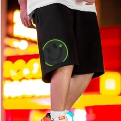 M-5XL New Smiling Face Printed Shorts For Men Oversized Casual Shorts Fashionable And Versatile Straight Leg Pants