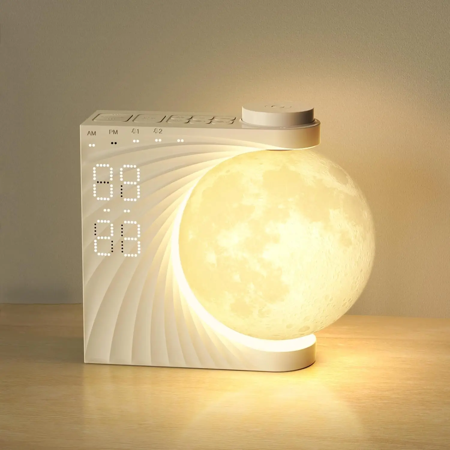 

Sunrise Alarm Clock with Moon Lamp, 10 Nature Sounds & Dual Alarms for Heavy Sleepers, Timer and Snooze