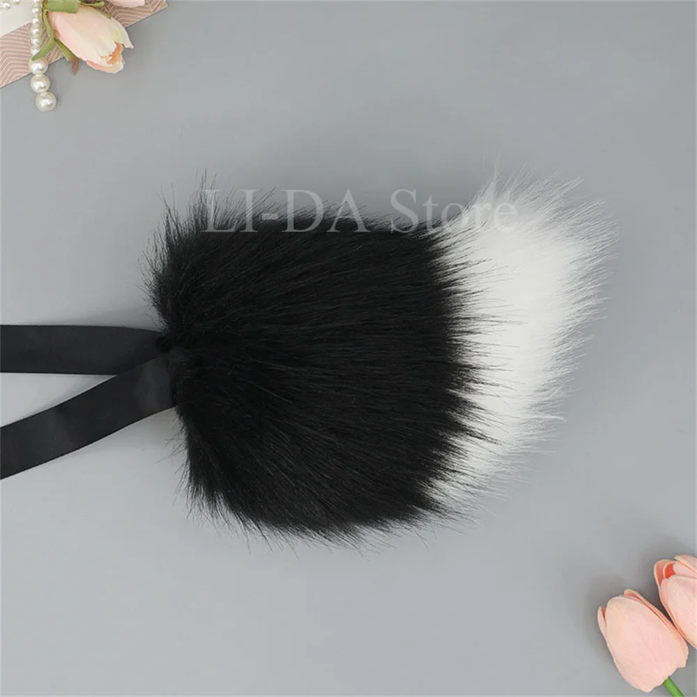 2Pcs/set Rabbit Ears Headband Tail Furry Cosplay Props Cute Plush Animal Ears Headgear Fur Animal Rabbit Tail Anime Costume