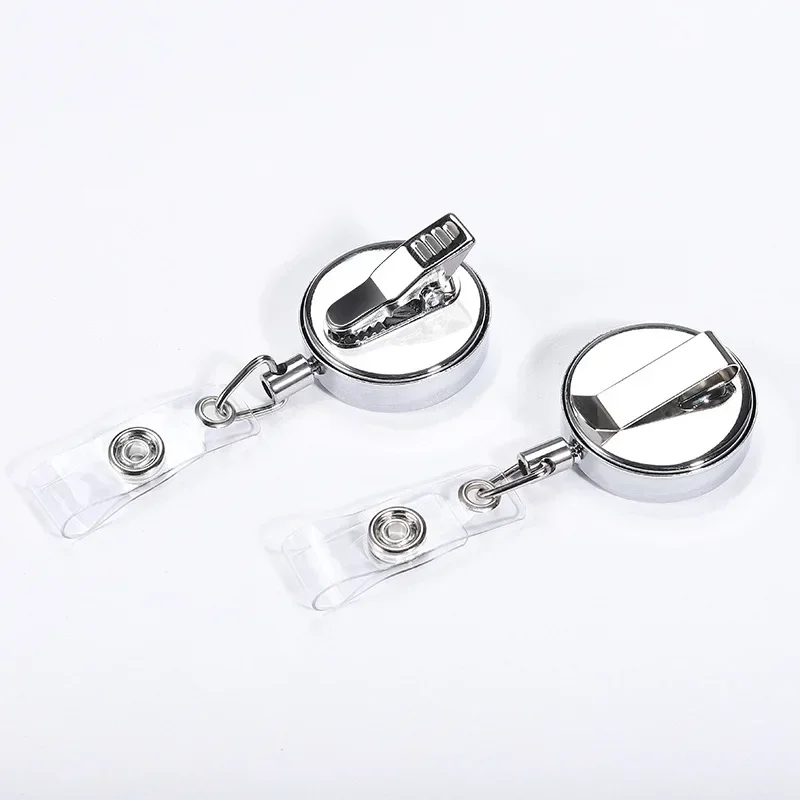 

Smooth Full Metal Badge Reels 60cm Retractable Steel Wire Employee’s Card Holder Keychain Hook