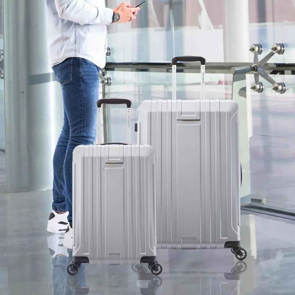 

Carry On Luggage,Hardside Spinner Wheel Luggage, Silver, 2-Piece Se,twith Spinner Wheels,Airline Approved,Luggag.