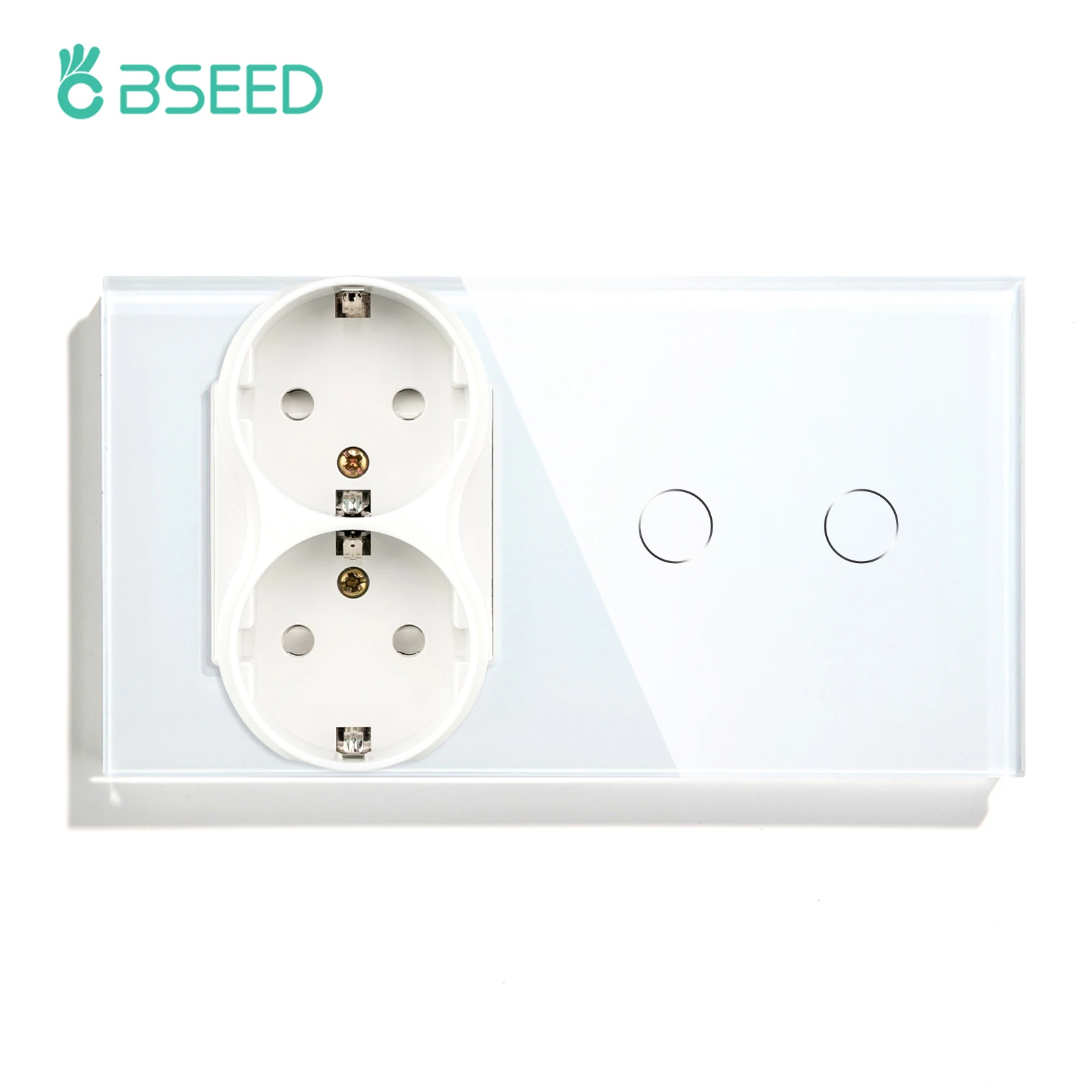 Bseed Wand Stopcontact Met 1/2/3 Bende 1way Touch Light Schakelaar Usb Type-C Lading Stopcontact Glas Paneel Witte Wandschakelaar