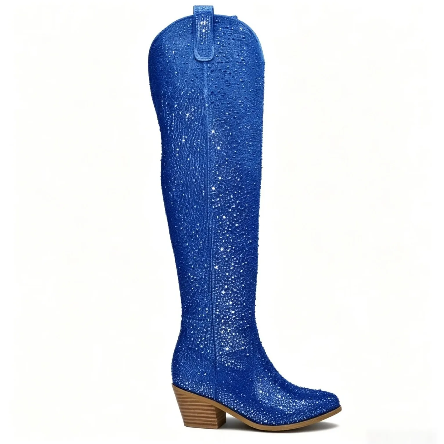 Image of 2026 Herbst- und Winterkollektion: Neue kniehohe Damenstiefel mit Wasserdiamanten, dicke Absätze, Modenschau, Größe 35-46, Damen-Oberschenkelstiefel