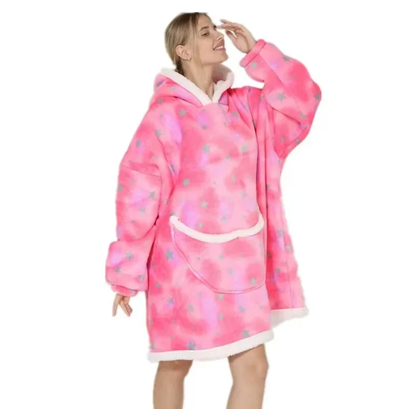 Übergroße Wearale Decke Hoodie Flanell Sherpa Fleece Warm Weich Winter Hoodie Sweatshirt für Kinder Erwachsene Kuscheln – Detail 17