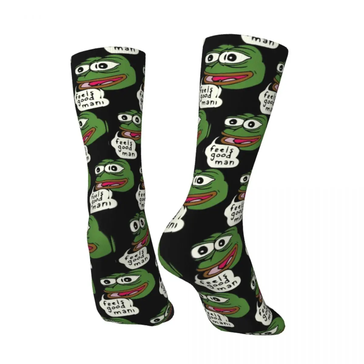 Hip Hop Vintage Feel Good Crazy Men's Socks Unisex Pe Pe Green Frog Harajuku Seamless Printed Funny Novelty Crew Sock Boys Gift