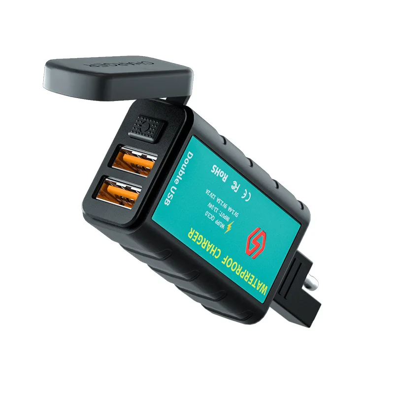 Motorcycle 12V USB Charger Waterproof Switch With Voltmeter Fast Charging Adapter SAE To USB Type-C Socket Motorbike Accessories view 5