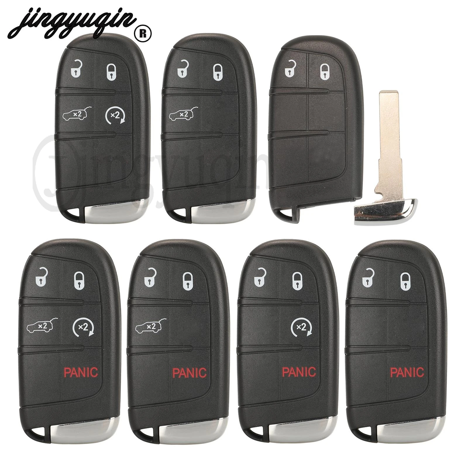 

jingyuqin for Jeep Renegade Compass Smart Remote Key Case Shell Fob SUV Keyless Entry 2/3/4/5 Buttons SIP22 Blade Replacement