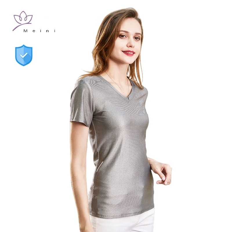 Electromagnetic radiation protective 100% silver fiber antibacterial T-shirt computers, mobile phones EMF shielding underwear