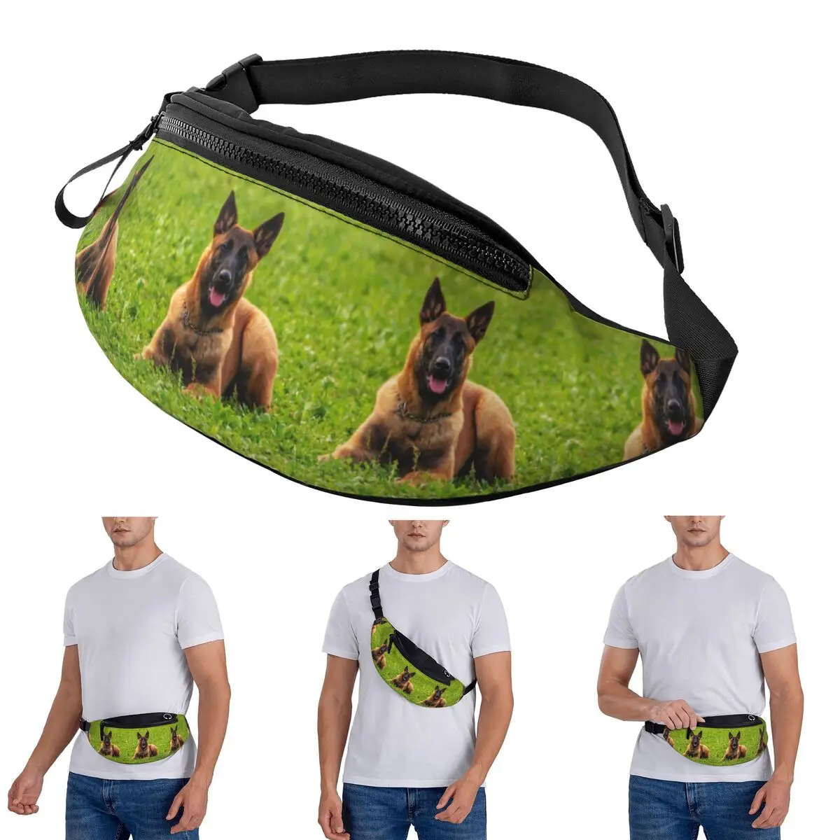 

Crossbody Waist Bag Belgian Shepherd Dog Malinois Men Women Fanny Pack Traveling Running Money Phone Pouch