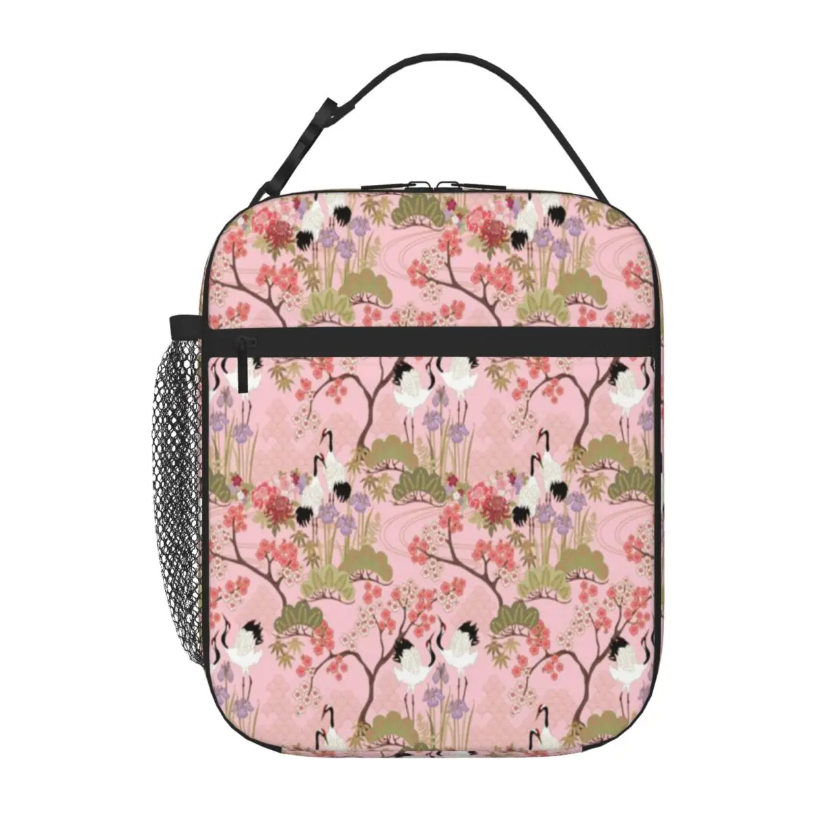 Hot Sale Japanese Garden In Pink Animal Print Food Storage Bag Corporate Lunch Lightweight Lunch Bag