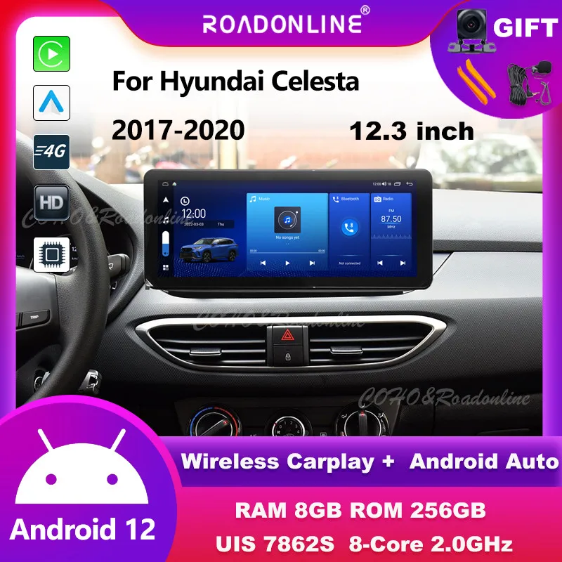 

Android audio For Hyundai Celesta 2017-2020 Android 12 12.3inch Octa Core 8+256G Car Multimedia Player Stereo Radio