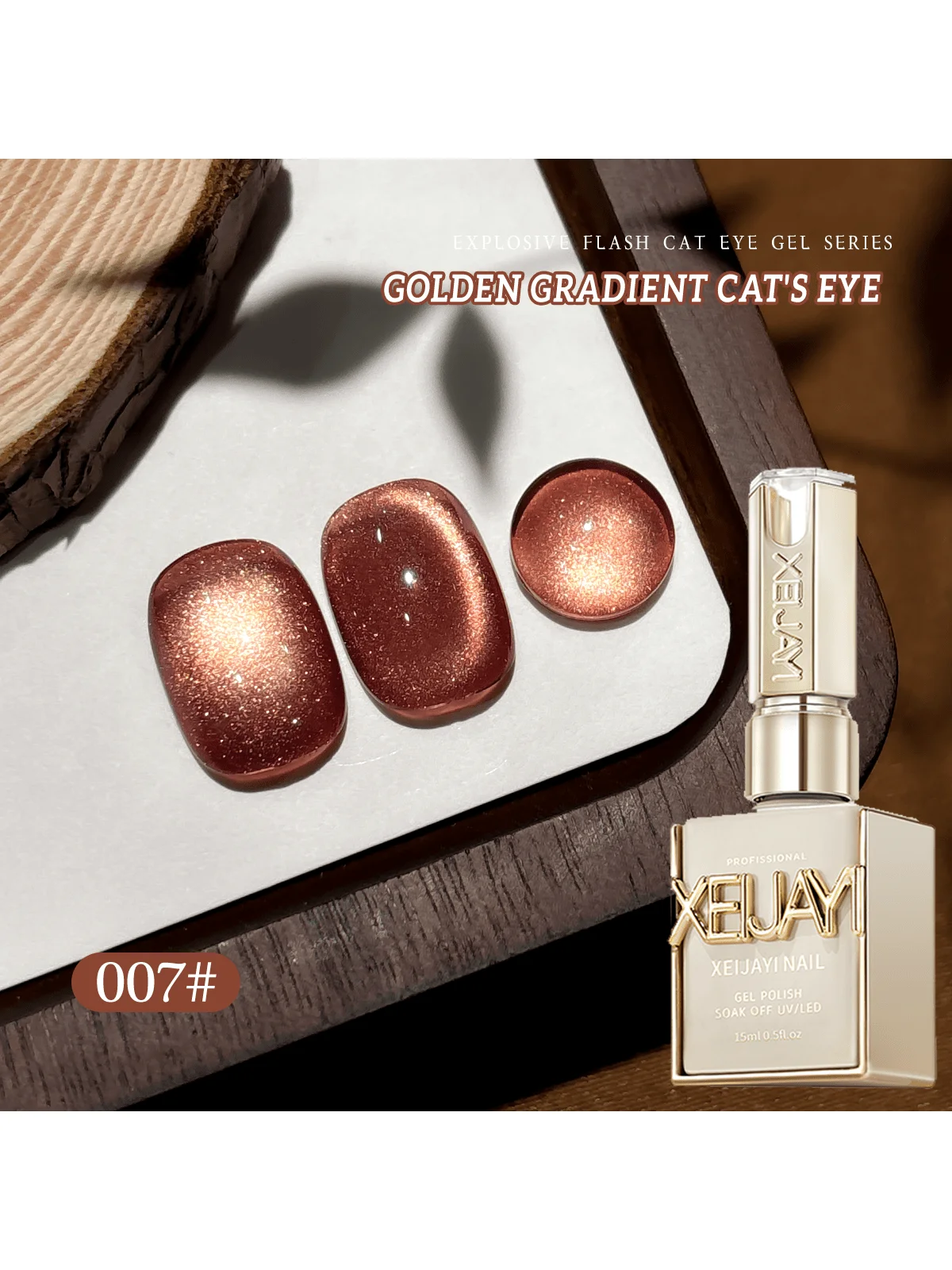 6 Stuks 15 Ml Gouden Gradiënt Cat Eye Nagellak Gel Fototherapeutische Gel Losweken Nail Magnetische Gel Polish nail Art DlY Thuis