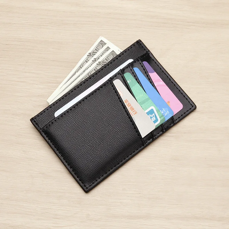 Slim Leather Card Holder Ultra Thin Cowhide Credit Card Sleeve Minimalist Front Pocket Wallet with Slanted Slots for Men Women