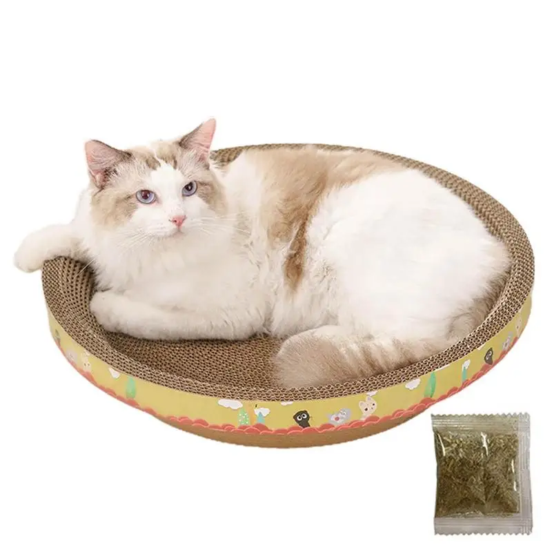 Cat Scratching Bowl Cat Scratching Board No Lint Scratch Board Round Scratcher Bed Catnip Recycle Scratcher For Grinding Claws