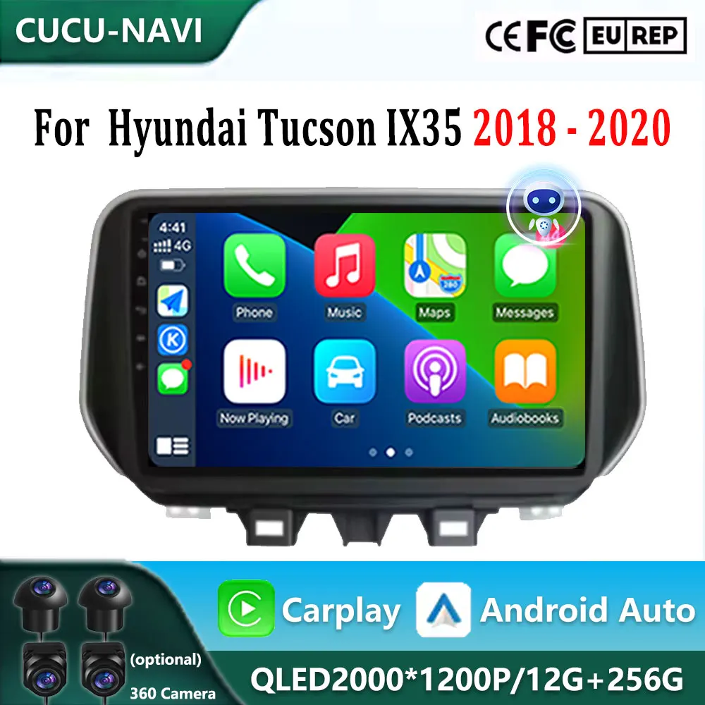 

Android 14 For Hyundai Tucson IX35 2018 2019 2020 Car Radio Stereo Multimedia Player Navigation GPS 4G WIFI BT Carplay Auto QLED
