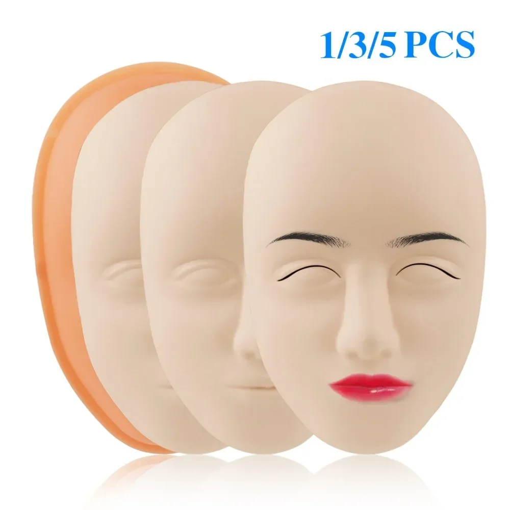 

1/3/5 шт. 5D татуировка на лице, силиконовая голова для кожи, манекен для перманентного макияжа, тренировочный аксессуар для губ и бровей