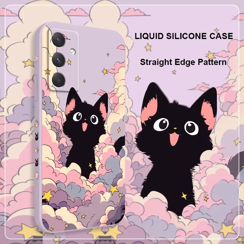 Cloud Colorful Cat Phone Case For Samsung Galaxy A17 A56 A55 A35 A25 A15 A05 A05S A54 A34 A24 A14 A04 A04S A04E 4G 5G Cover