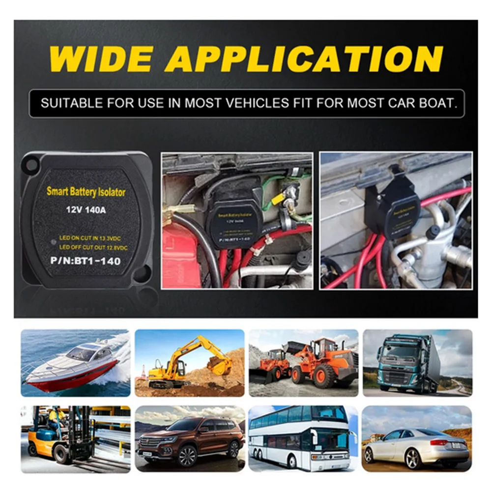 

12V Dual Battery Isolator Sensitive 140 Amp Battery Isolator Kit for Cars RVs Yachts ATVs