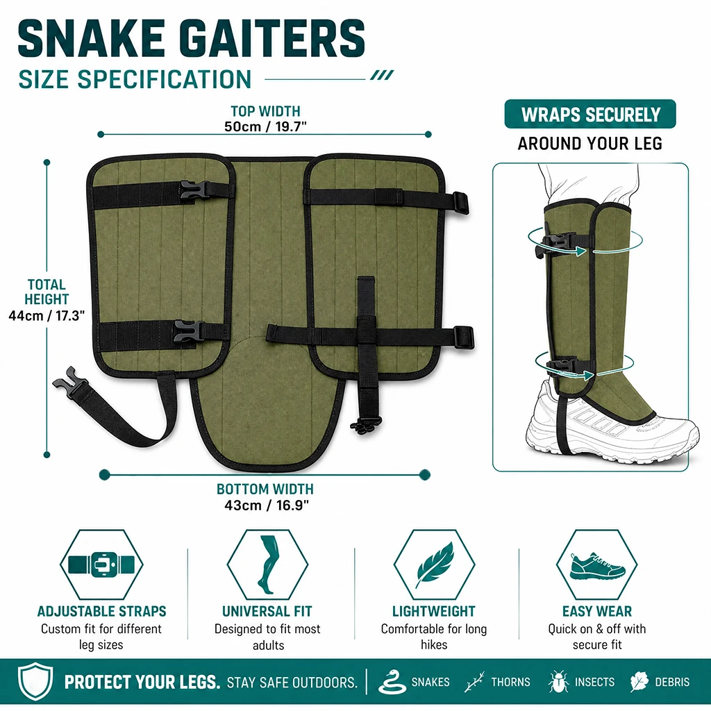 Anti-Snake Bite Hiking Leg Gaiters Ripstop Scratch Proof Outdoor Snow Gaiters Boot Leg Covers for Jungle Camping Hunt Trekking