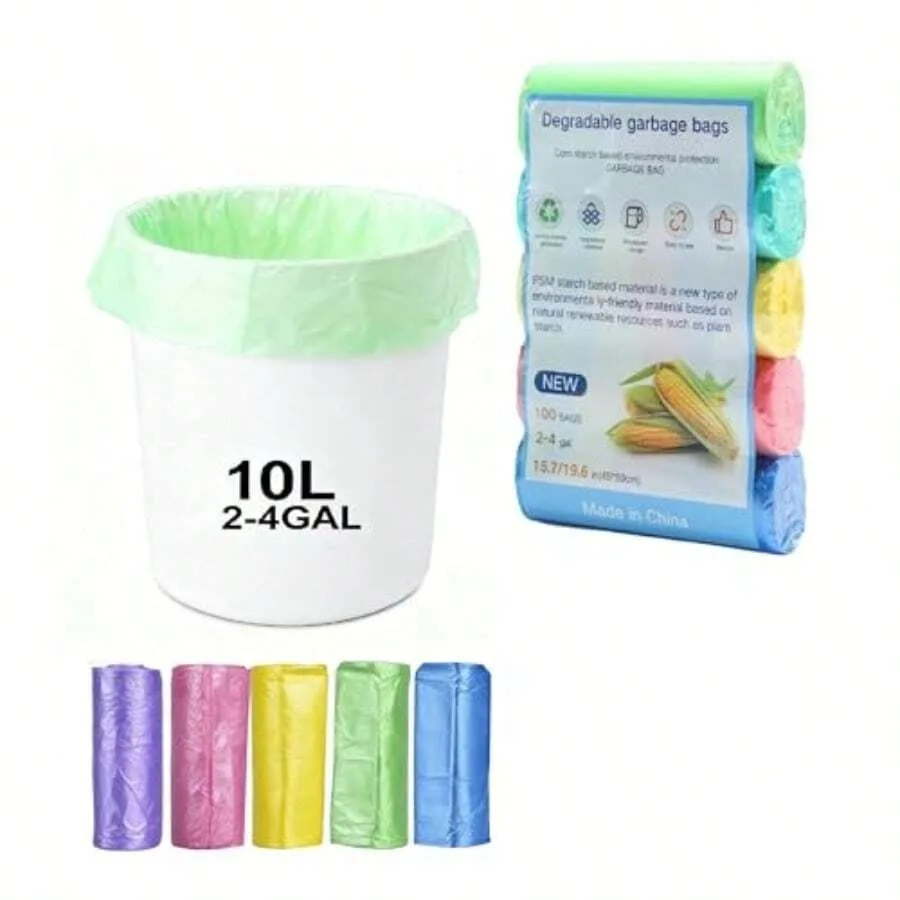 

2.6 Gallon Tras Bags 2-4 Gallon Range 10L - 100 Count Extra Strong Leakof And Size Expanded Colorful Radable Small Garbage Bags