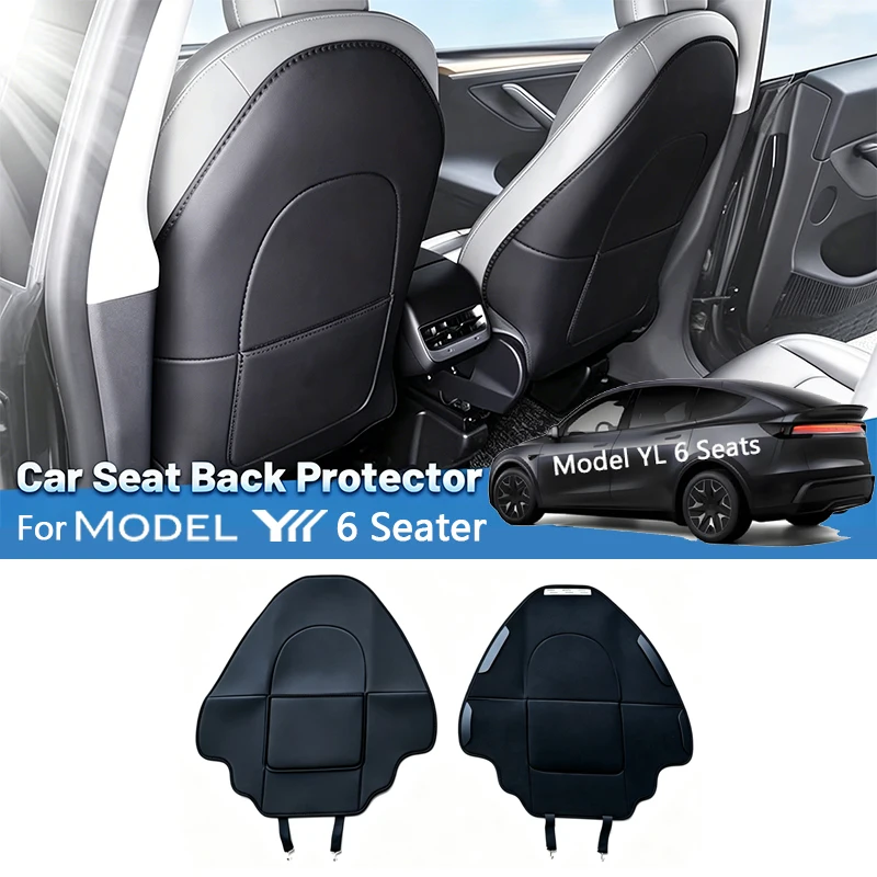 Autositz-Rückenlehnen-Anti-Kick-Pad für Tesla Model YL 6-Sitzer, Leder-Vollschutz für die erste Sitzreihe, Anti-Kratz-Schutzpolster – Detail 1