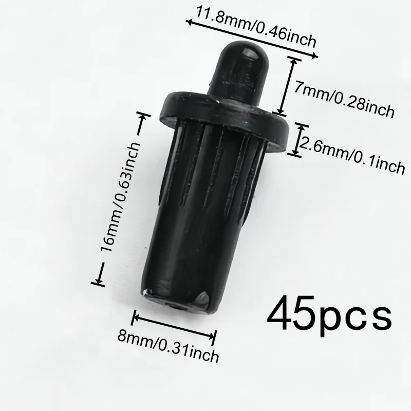 45Pcs Black Cabinet Door Spring Pins Damping Buffer for Blinds Mute Shock Absorption Easy Install Home Parts