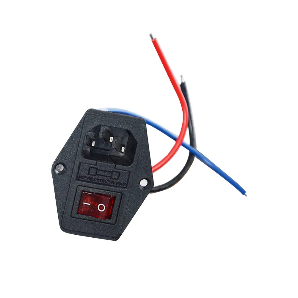 

10A 250V Socket Fused Module Red Triple Rocker 3D Printer Power Outlet Type Plug Safe Conductive