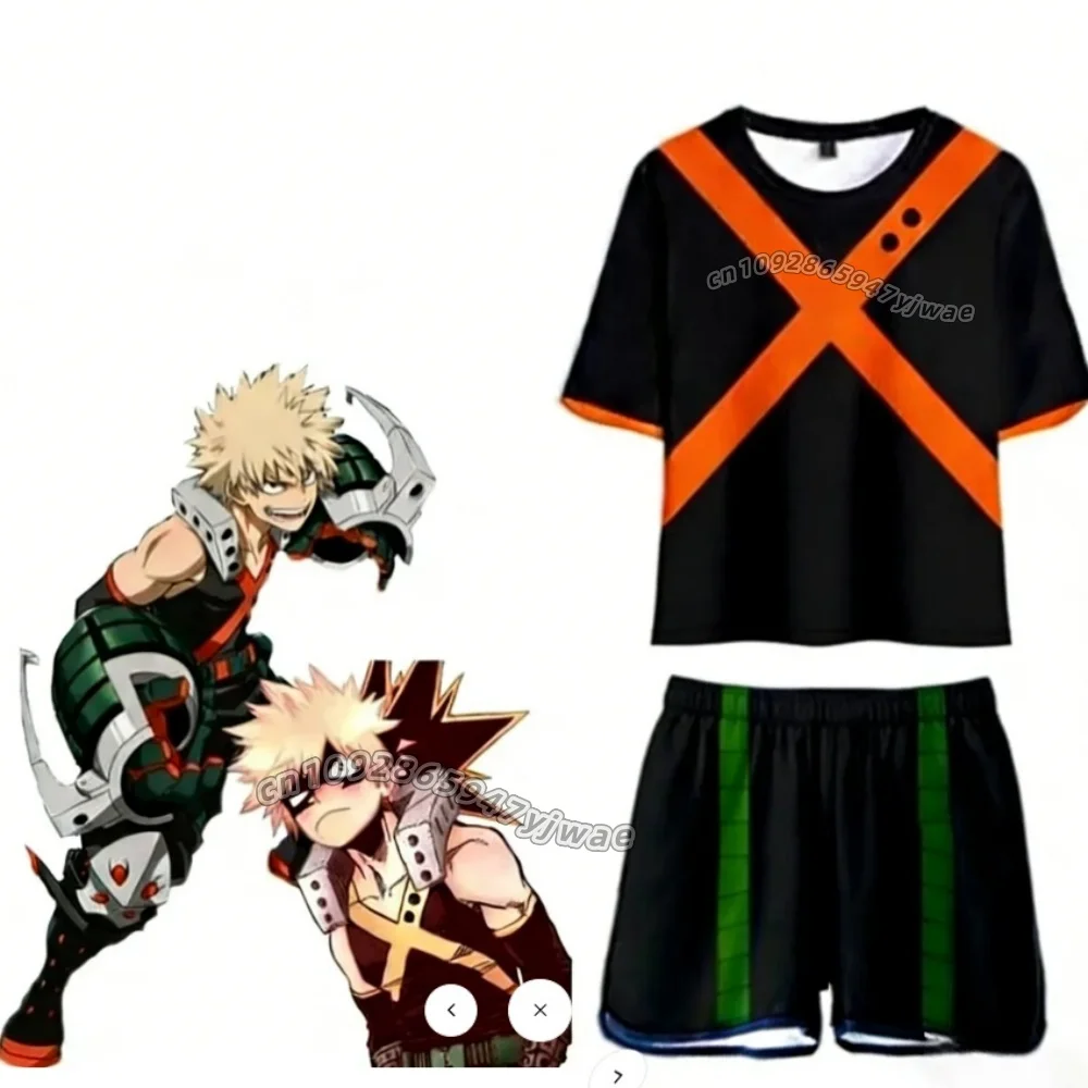 2026 My Hero Academia T-shirts Midoriya Izuku 3D Printing School College Style Boku Hero Academia KIDS  T Shirt SET