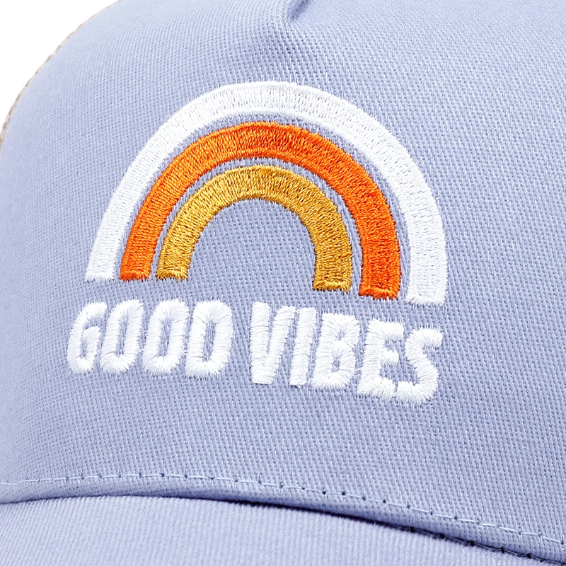 good vibes embroidery trucker hat men women baseball caps Shade mesh hat