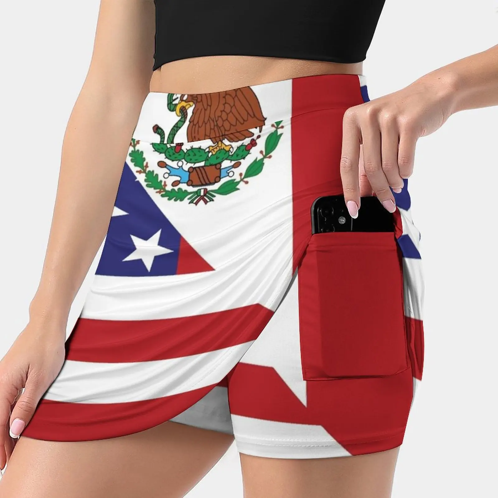 

Mexican America Flag Women's skirt Sport Skort Skirt With Pocket Fashion Korean Style Skirt 4Xl Skirts Mexico Mexican American