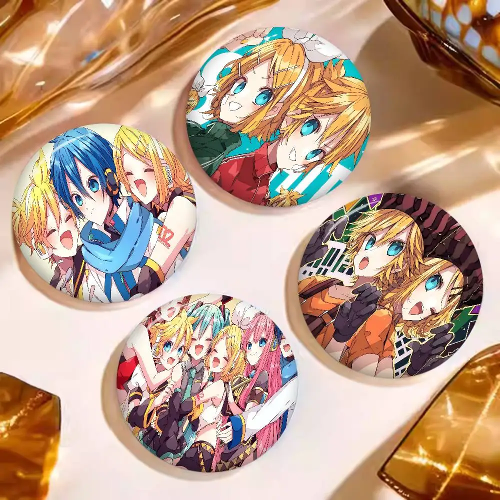 K-Kagamine-Len Cartoon Brooches Anime Badge Round Handmade Brooch Lapel Pins Jewelry for Backpack Clothes Gifts