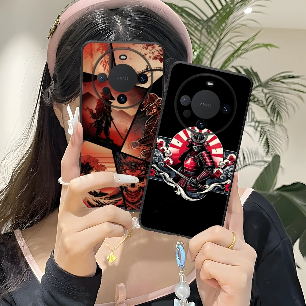 Bushido Samurai Mobile Smart Cell Phone Case for Huawei Mate 60 50 40 30 20 10 Pro Plus Lite E 5G Black Soft Phone Cover Shell