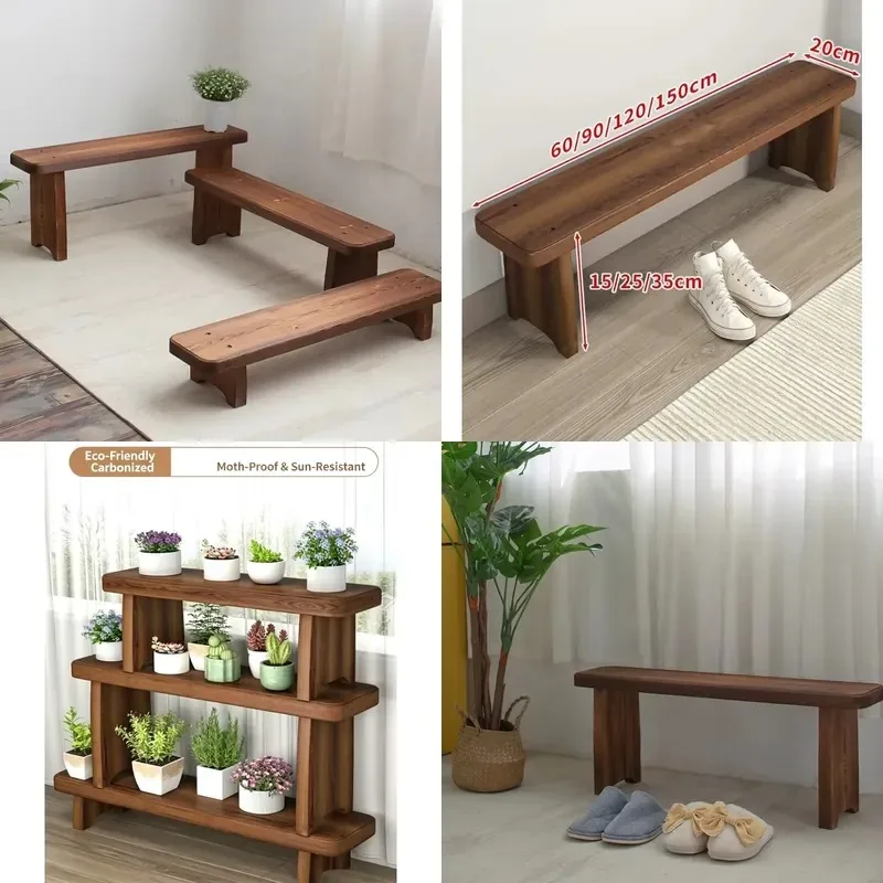 Solid Wood Shoe Changing Stool Entrance Bench Multi-functional Sofa Coffee Table Dining Chair Simple Eco-friendly Design